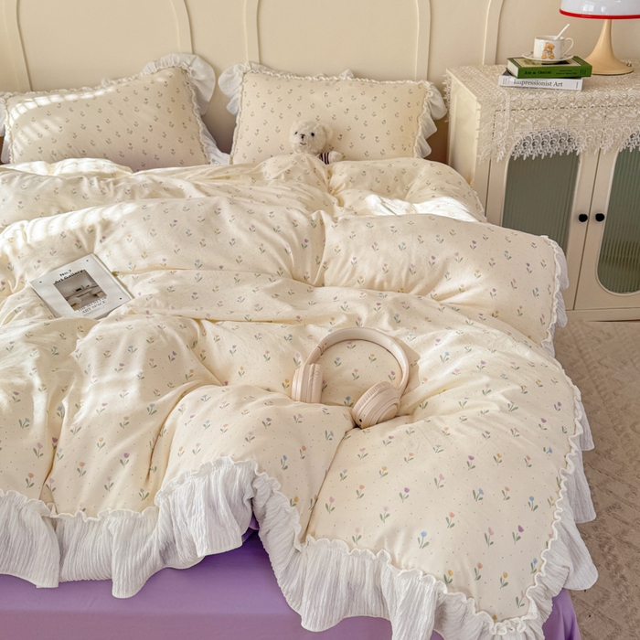 91家纺网 家纺一手货源 找家纺 橘子家 2026新款柔肤棉床单四件套 晚香