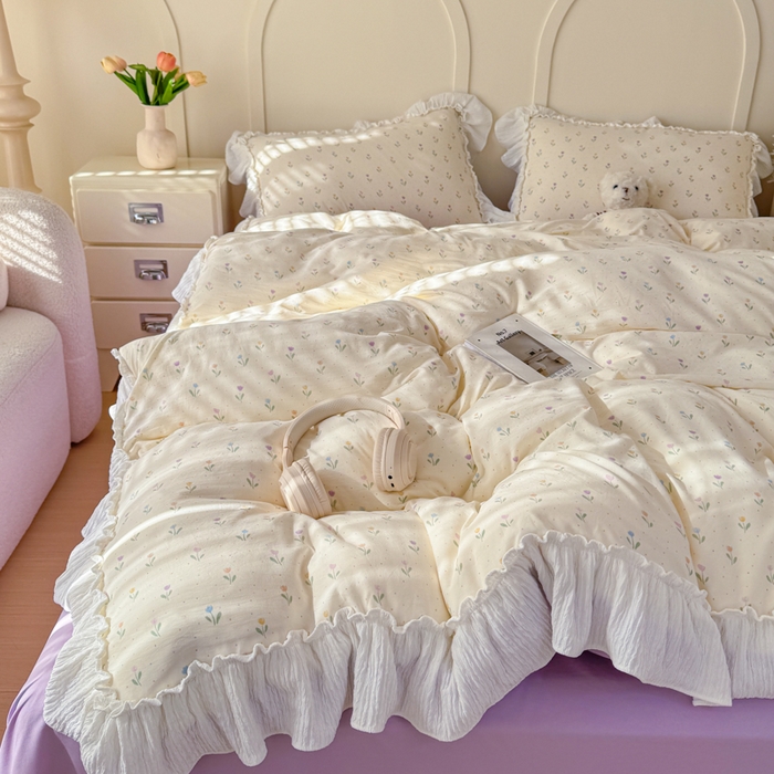 91家纺网 家纺一手货源 找家纺 橘子家 2026新款柔肤棉床单四件套 晚香