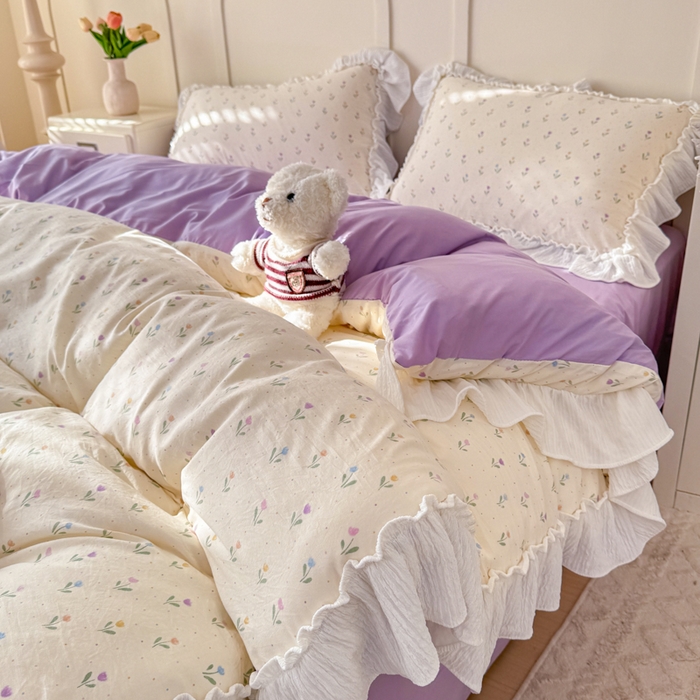 91家纺网 家纺一手货源 找家纺 橘子家 2026新款柔肤棉床单四件套 晚香