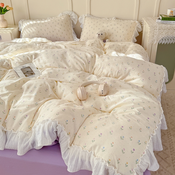 91家纺网 家纺一手货源 找家纺 橘子家 2026新款柔肤棉床单四件套 晚香