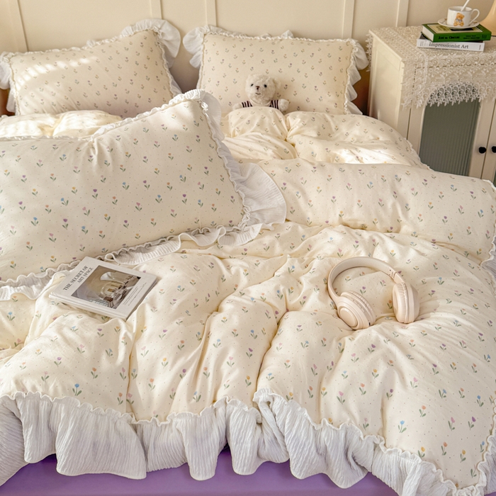 91家纺网 家纺一手货源 找家纺 橘子家 2026新款柔肤棉床单四件套 晚香