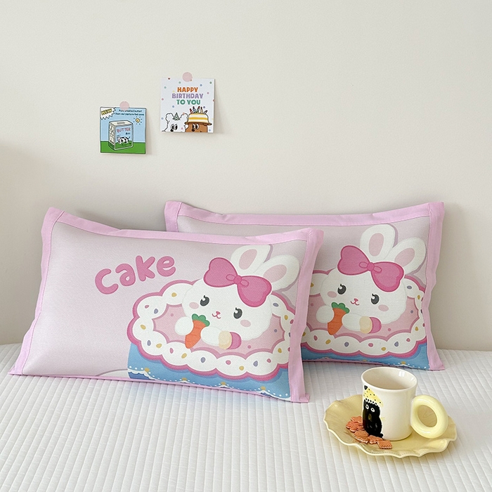 91家纺网 家纺一手货源 找家纺 嗨生活 2026新款大版加密冰丝枕套儿童枕套幼儿园枕套单品枕套枕套单件 蛋糕兔子
