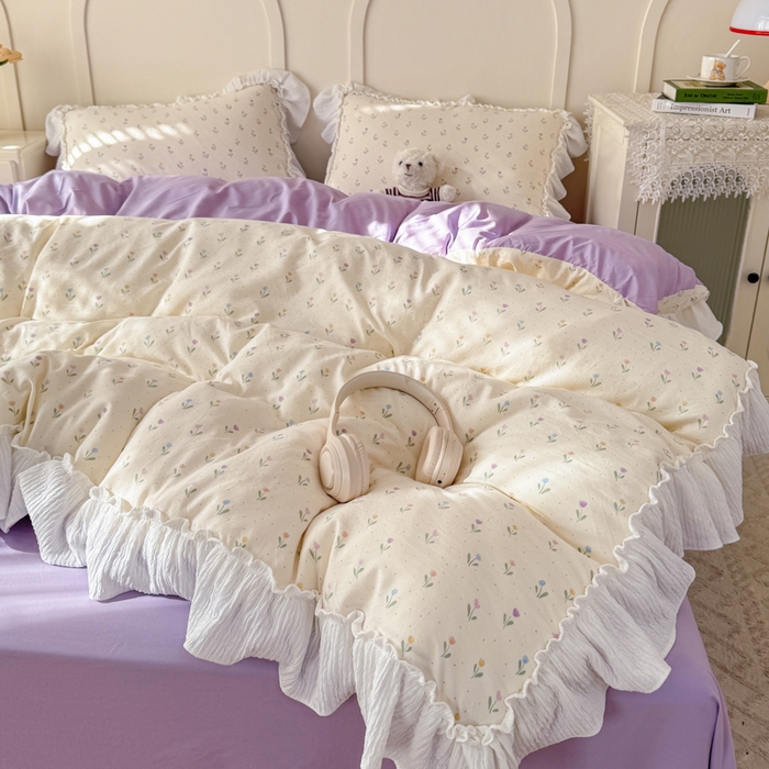 91家纺网 家纺一手货源 找家纺 橘子家 2026新款柔肤棉床单四件套 晚香