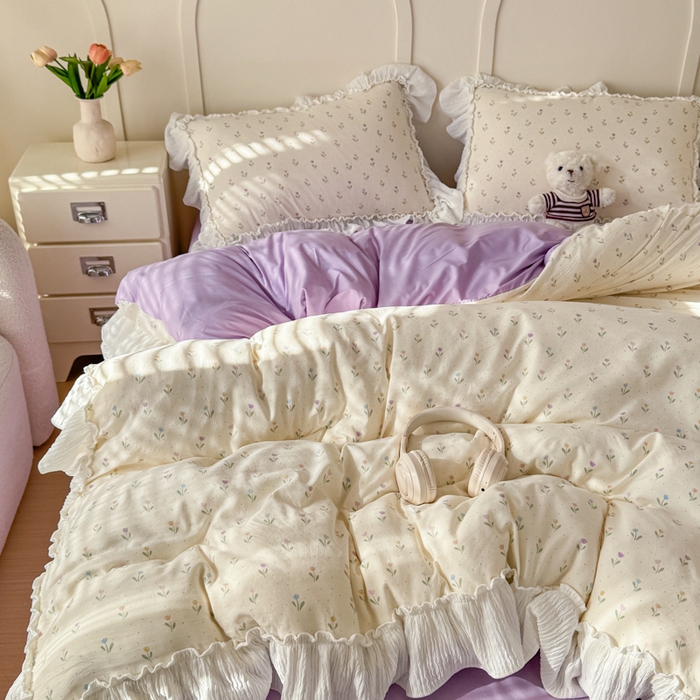 91家纺网 家纺一手货源 找家纺 橘子家 2026新款柔肤棉床单四件套 晚香