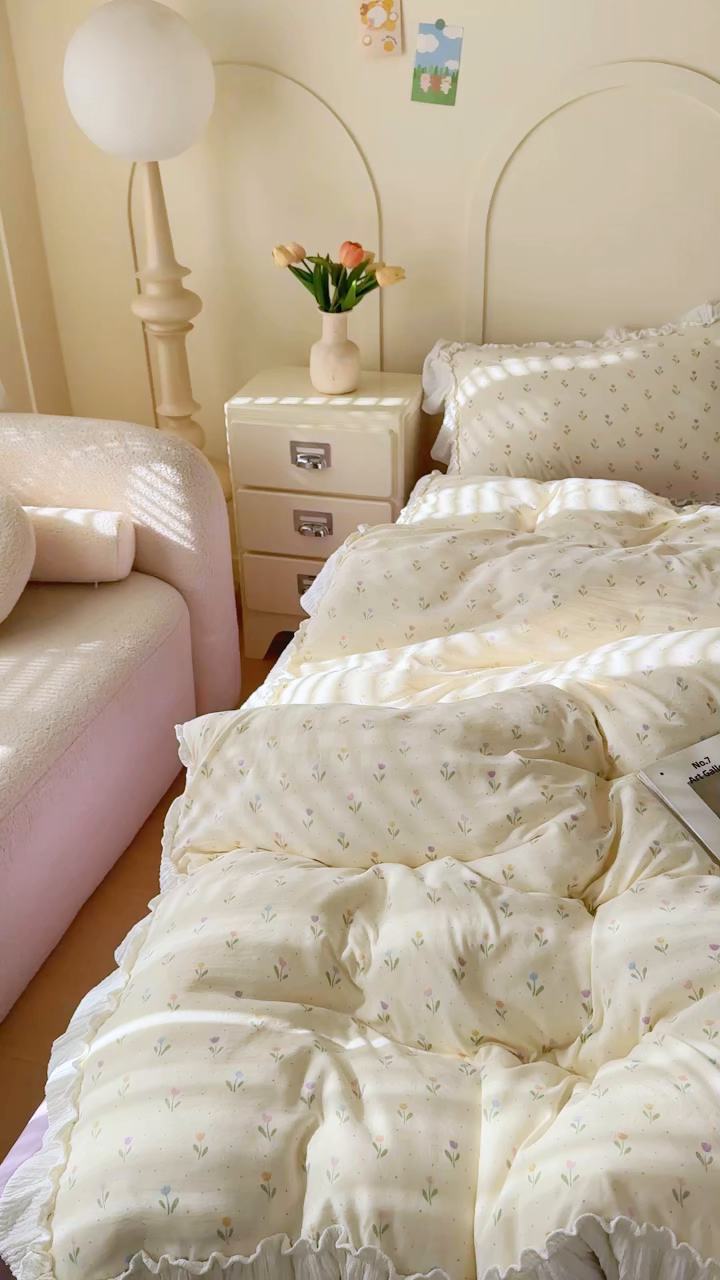 91家纺网 家纺一手货源 找家纺 橘子家 2026新款柔肤棉床单四件套 晚香