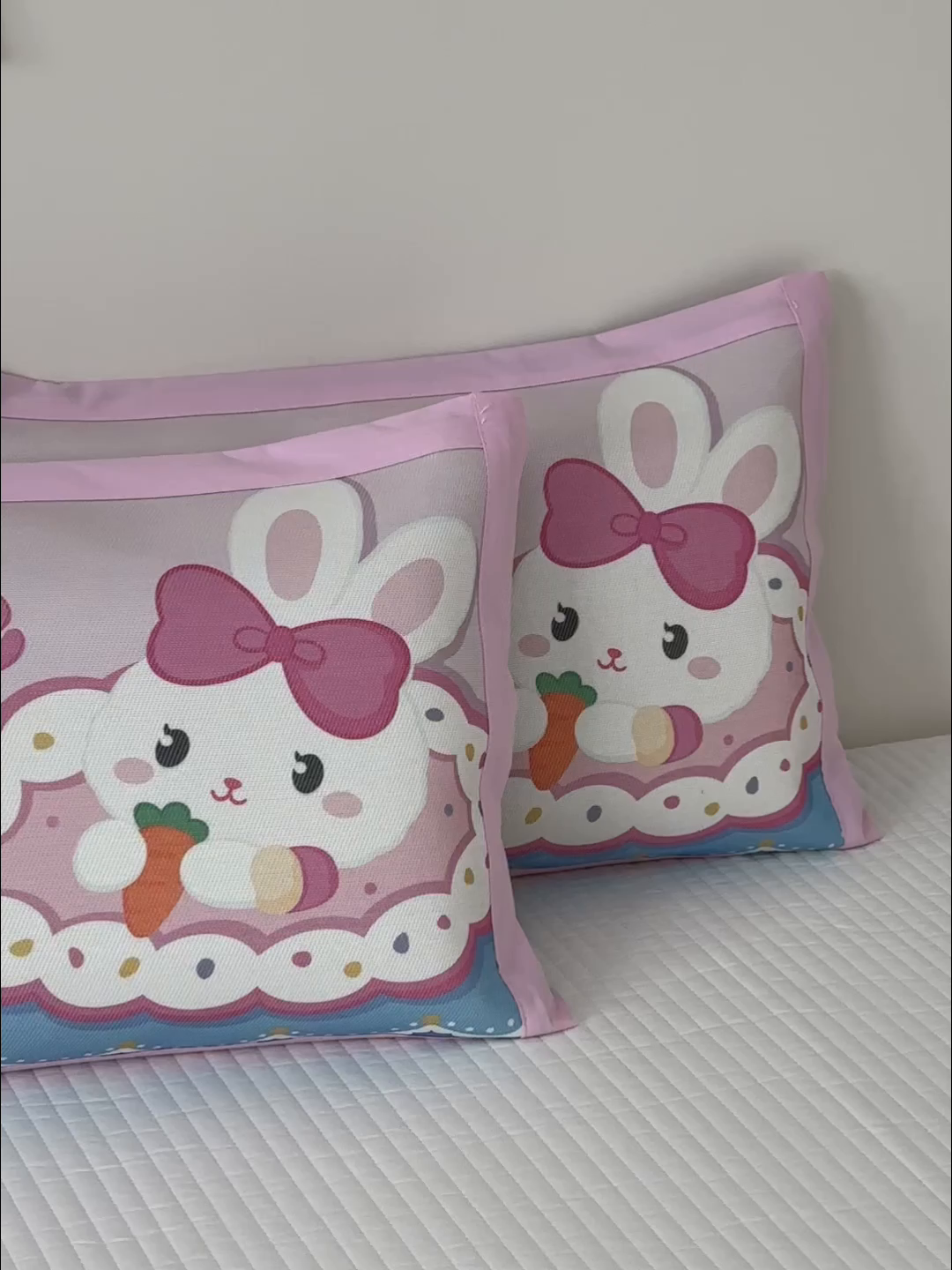 91家纺网 家纺一手货源 找家纺 嗨生活 2026新款大版加密冰丝枕套儿童枕套幼儿园枕套单品枕套枕套单件 蛋糕兔子