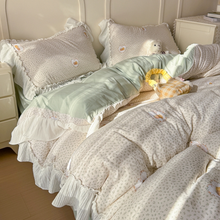 91家纺网 家纺一手货源 找家纺 橘子家 2026新款柔肤棉床单四件套 小南瓜