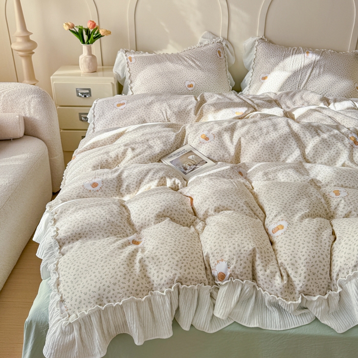 91家纺网 家纺一手货源 找家纺 橘子家 2026新款柔肤棉床单四件套 小南瓜