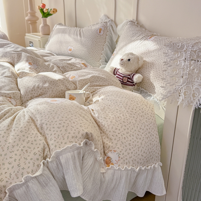 91家纺网 家纺一手货源 找家纺 橘子家 2026新款柔肤棉床单四件套 小南瓜