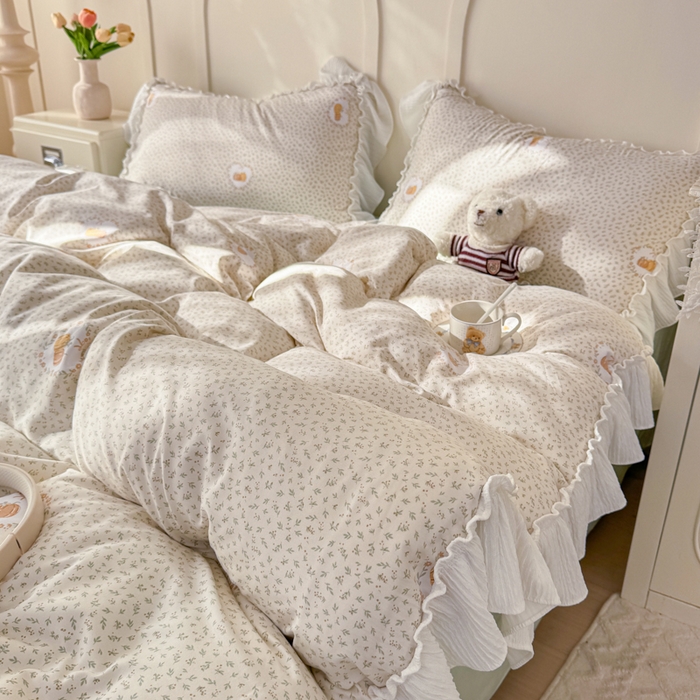 91家纺网 家纺一手货源 找家纺 橘子家 2026新款柔肤棉床单四件套 小南瓜