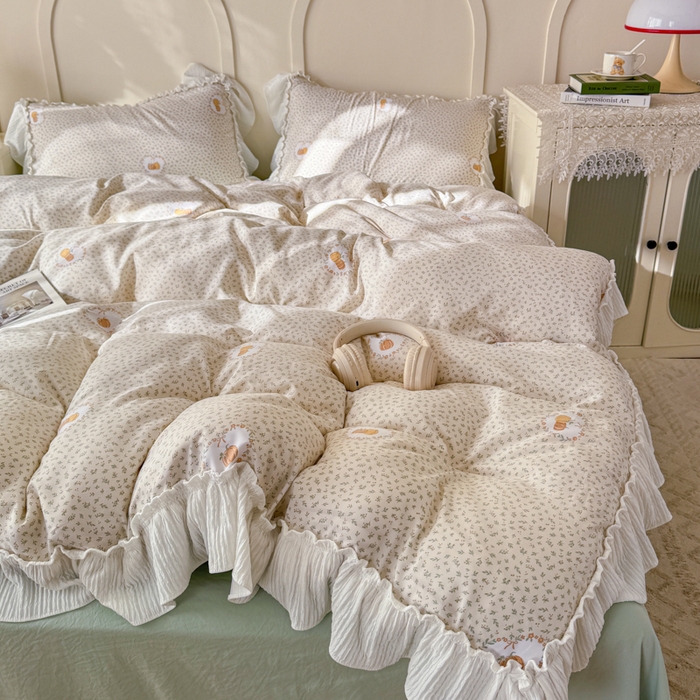 91家纺网 家纺一手货源 找家纺 橘子家 2026新款柔肤棉床单四件套 小南瓜