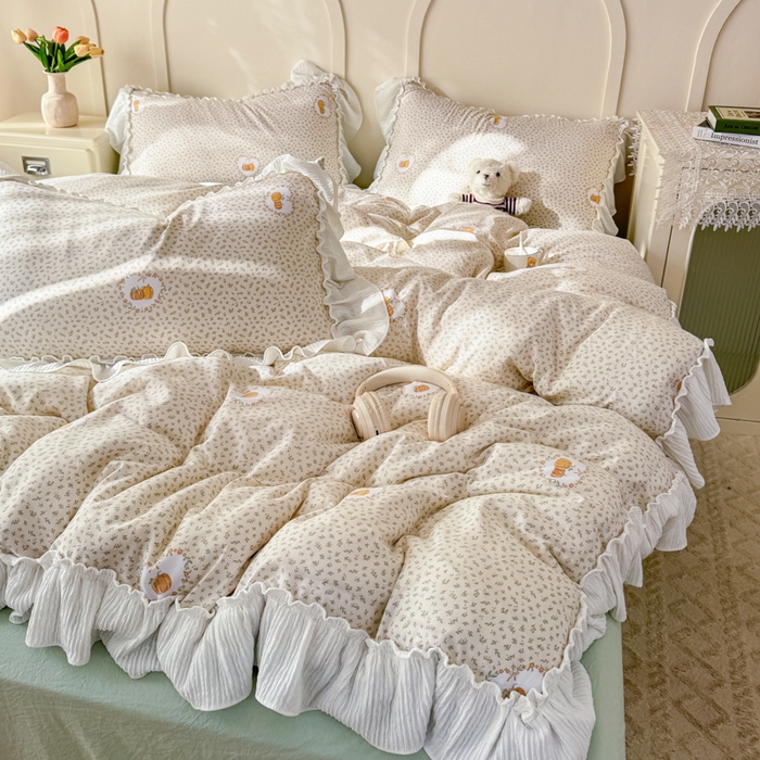 91家纺网 家纺一手货源 找家纺 橘子家 2026新款柔肤棉床单四件套 小南瓜