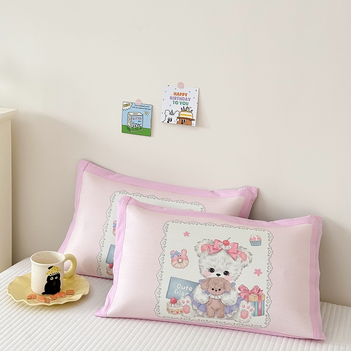 91家纺网 家纺一手货源 找家纺 嗨生活 2026新款大版加密冰丝枕套儿童枕套幼儿园枕套单品枕套枕套单件 公主小熊