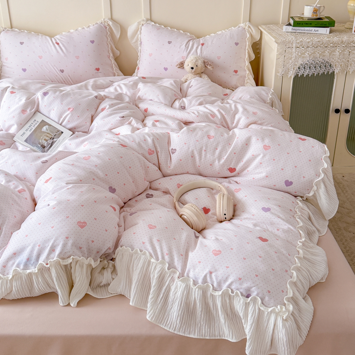 91家纺网 家纺一手货源 找家纺 橘子家 2026新款柔肤棉床单四件套 小甜心