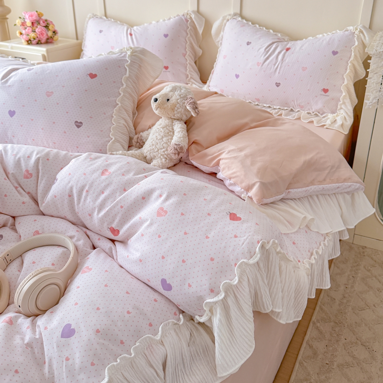 91家纺网 家纺一手货源 找家纺 橘子家 2026新款柔肤棉床单四件套 小甜心