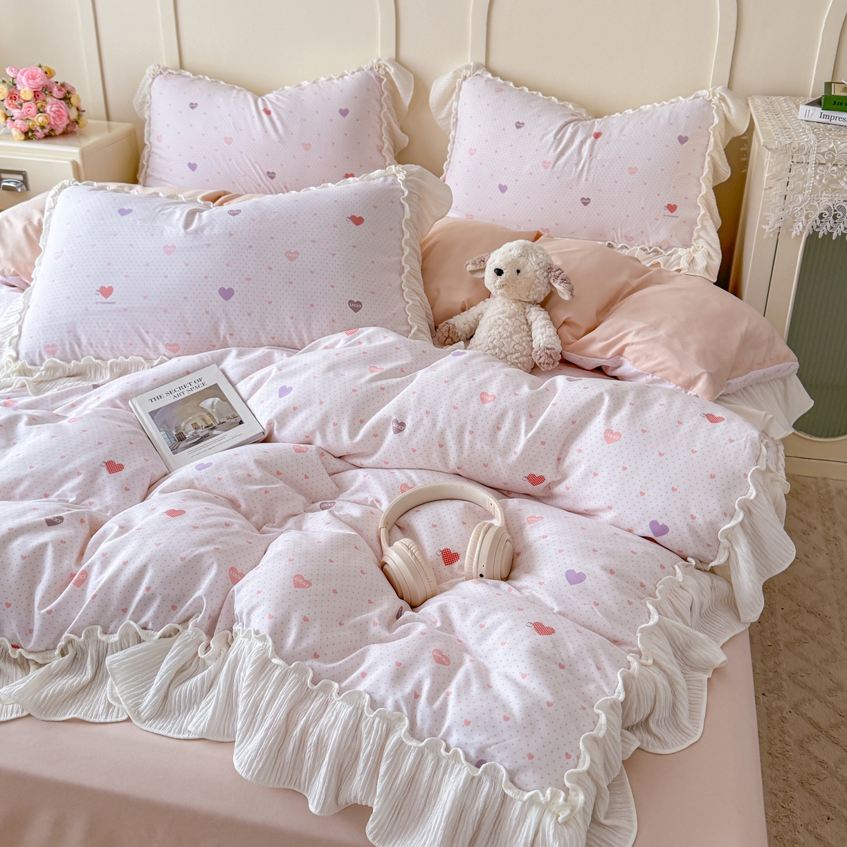 91家纺网 家纺一手货源 找家纺 橘子家 2026新款柔肤棉床单四件套 小甜心