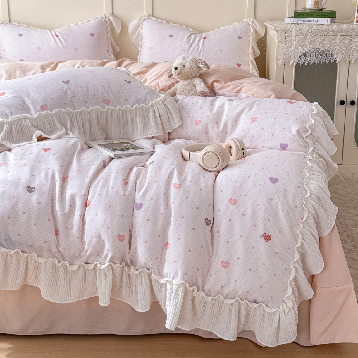 91家纺网 家纺一手货源 找家纺 橘子家 2026新款柔肤棉床单四件套 小甜心