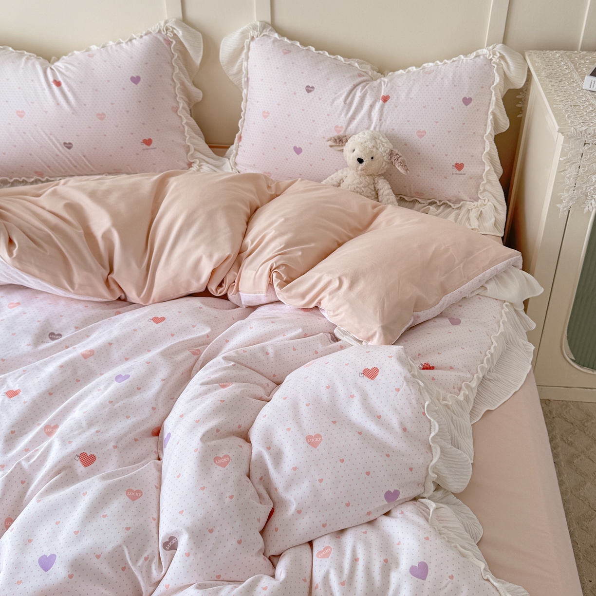 91家纺网 家纺一手货源 找家纺 橘子家 2026新款柔肤棉床单四件套 小甜心