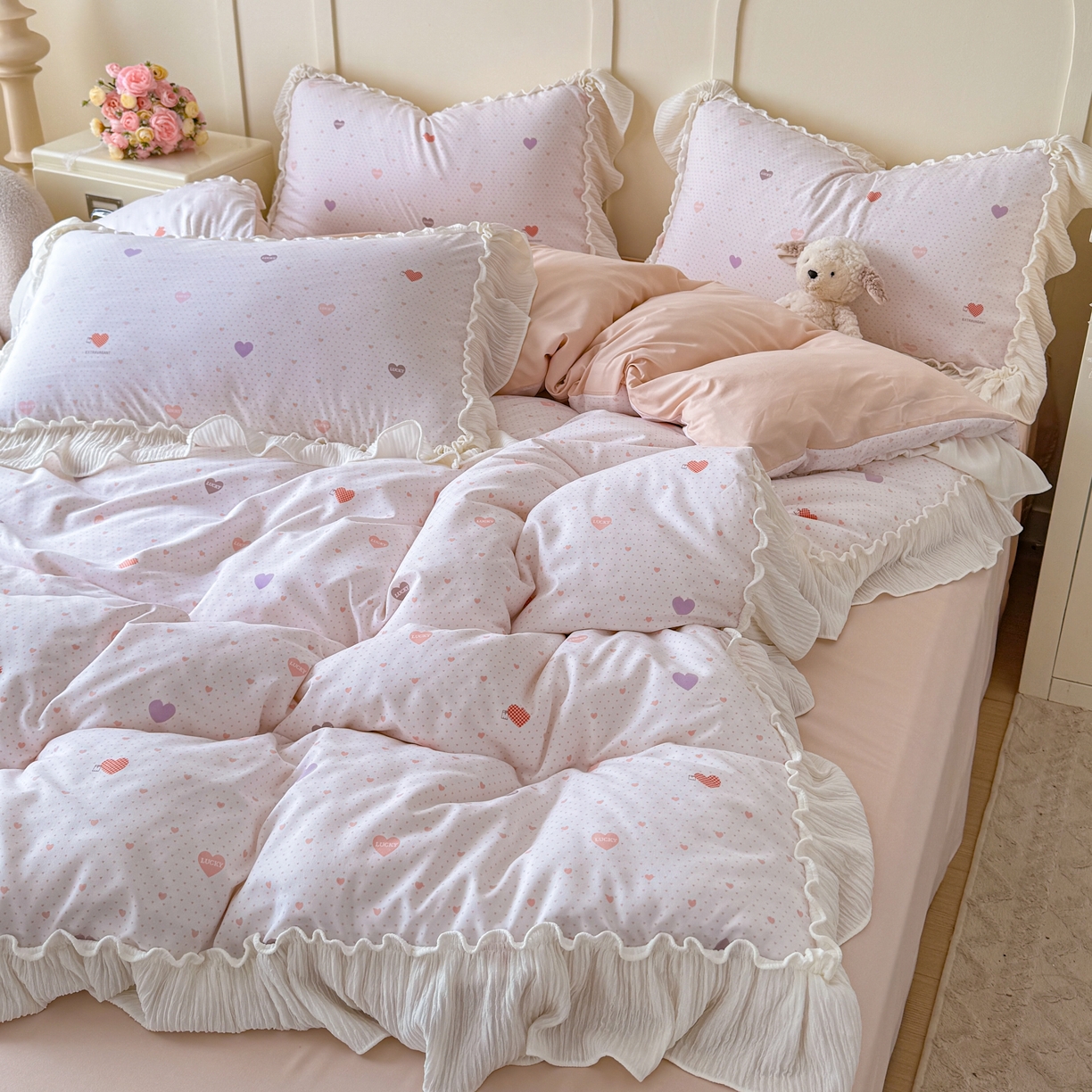 91家纺网 家纺一手货源 找家纺 橘子家 2026新款柔肤棉床单四件套 小甜心