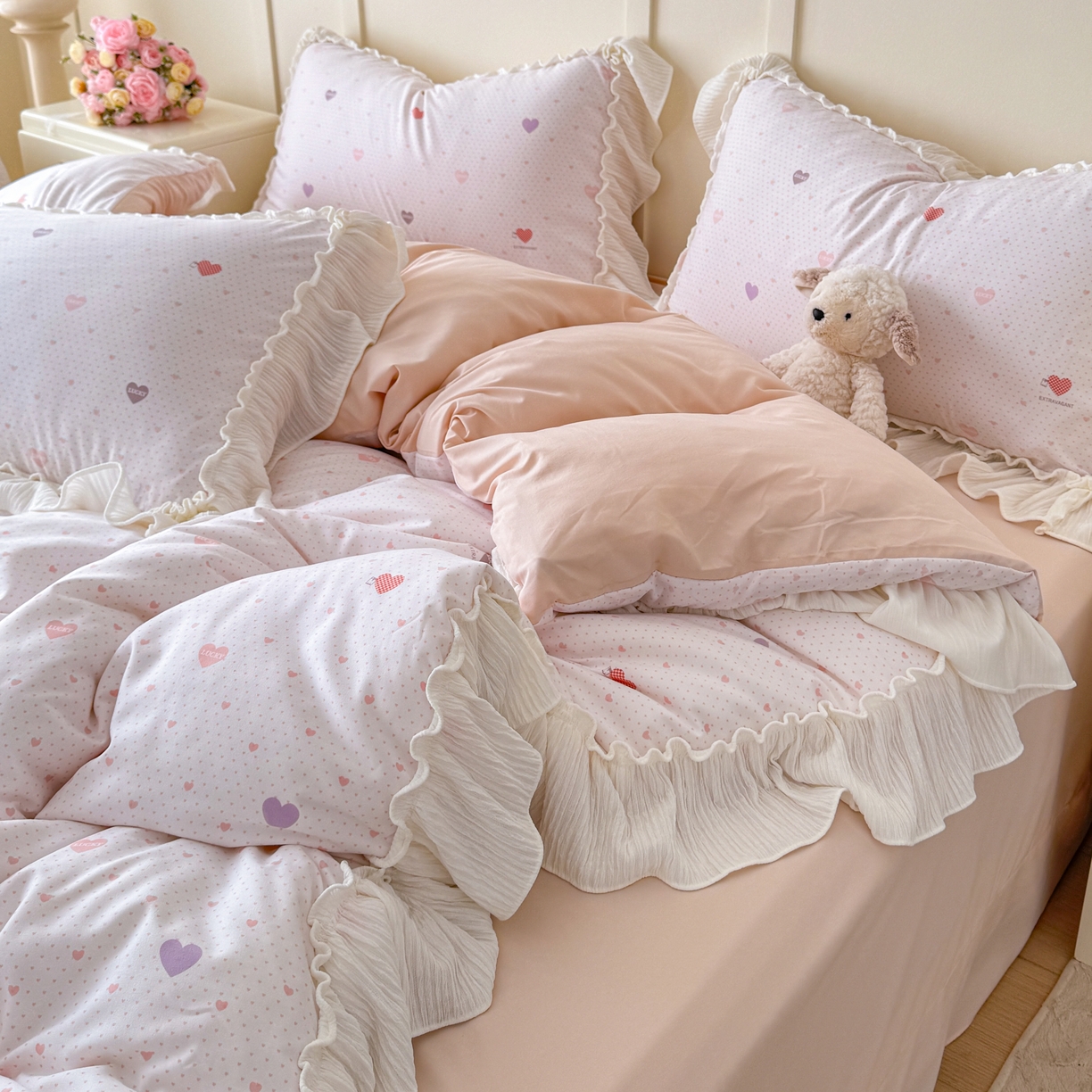 91家纺网 家纺一手货源 找家纺 橘子家 2026新款柔肤棉床单四件套 小甜心