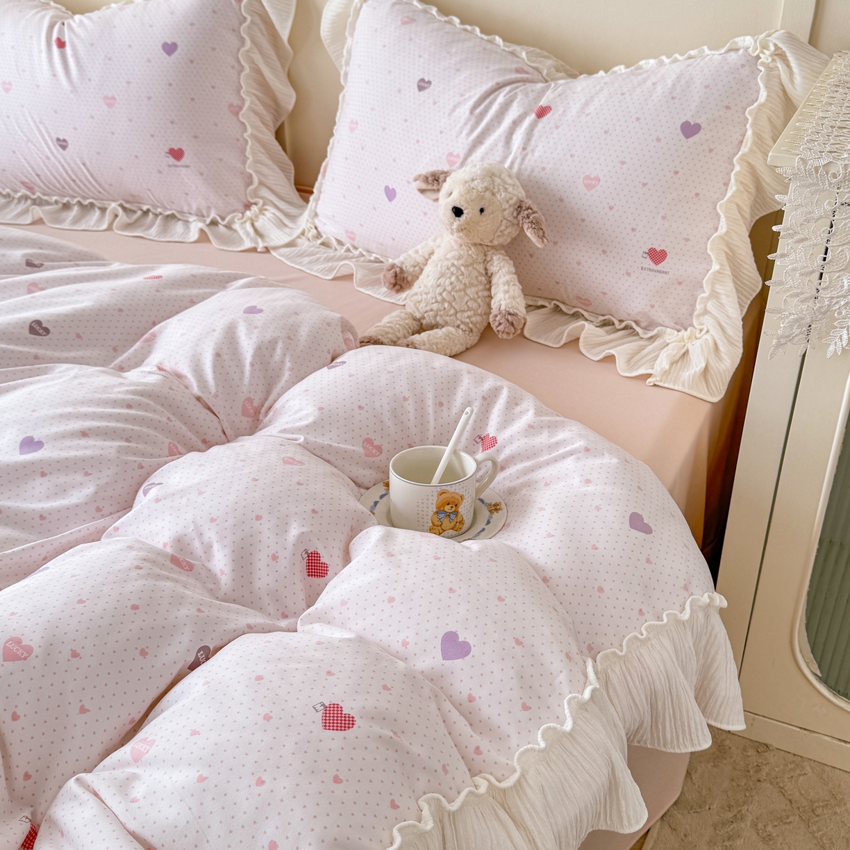 91家纺网 家纺一手货源 找家纺 橘子家 2026新款柔肤棉床单四件套 小甜心