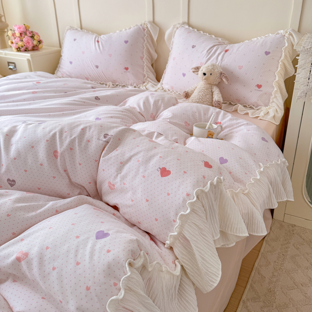 91家纺网 家纺一手货源 找家纺 橘子家 2026新款柔肤棉床单四件套 小甜心