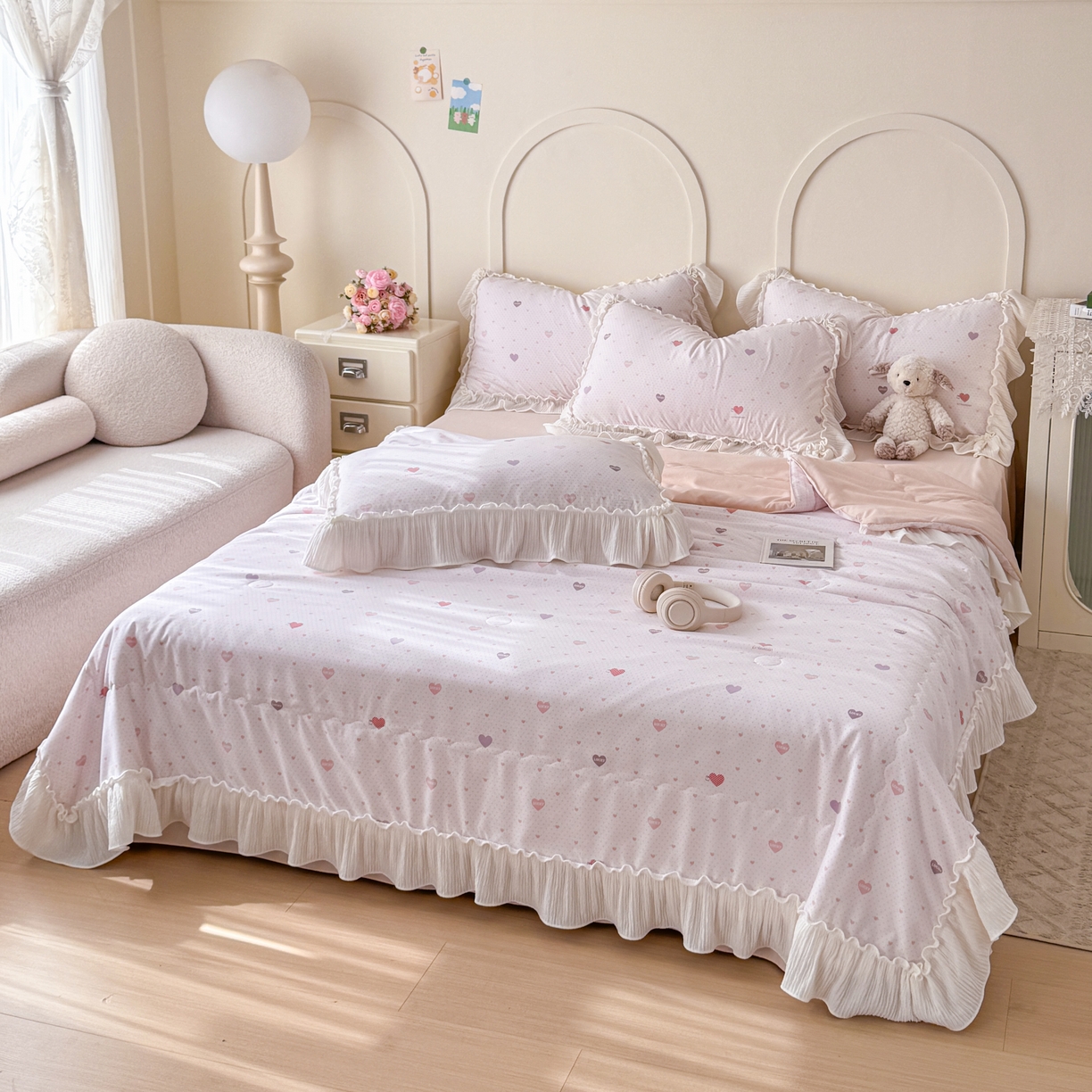 91家纺网 家纺一手货源 找家纺 橘子家 2026新款柔肤棉床单四件套 小甜心