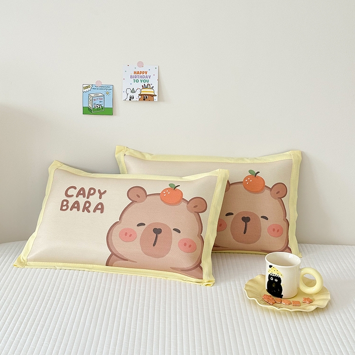 91家纺网 家纺一手货源 找家纺 嗨生活 2026新款大版加密冰丝枕套儿童枕套幼儿园枕套单品枕套枕套单件 卡皮巴拉