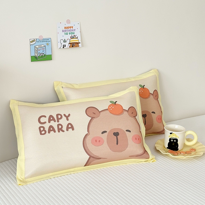 91家纺网 家纺一手货源 找家纺 嗨生活 2026新款大版加密冰丝枕套儿童枕套幼儿园枕套单品枕套枕套单件 卡皮巴拉