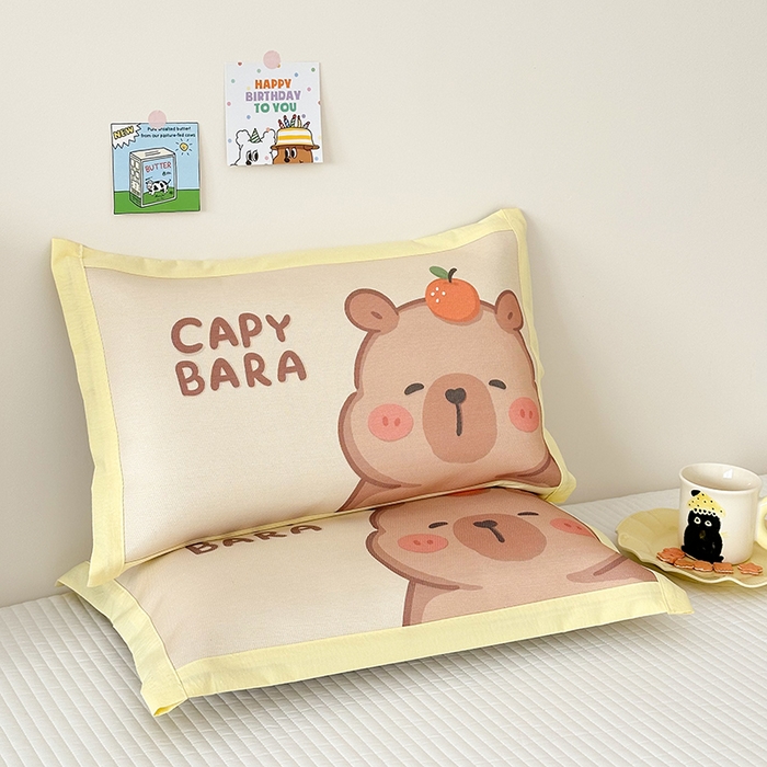 91家纺网 家纺一手货源 找家纺 嗨生活 2026新款大版加密冰丝枕套儿童枕套幼儿园枕套单品枕套枕套单件 卡皮巴拉