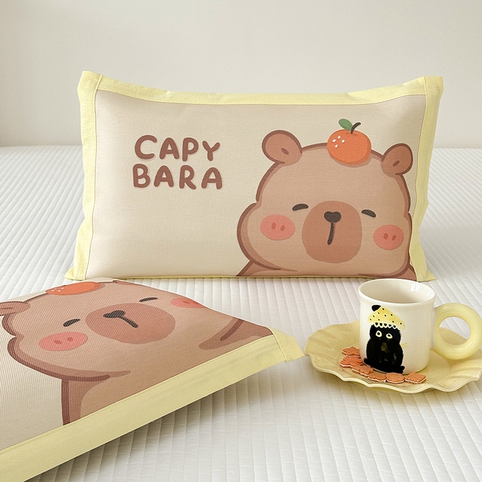 91家纺网 家纺一手货源 找家纺 嗨生活 2026新款大版加密冰丝枕套儿童枕套幼儿园枕套单品枕套枕套单件 卡皮巴拉