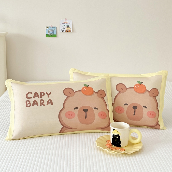 91家纺网 家纺一手货源 找家纺 嗨生活 2026新款大版加密冰丝枕套儿童枕套幼儿园枕套单品枕套枕套单件 卡皮巴拉