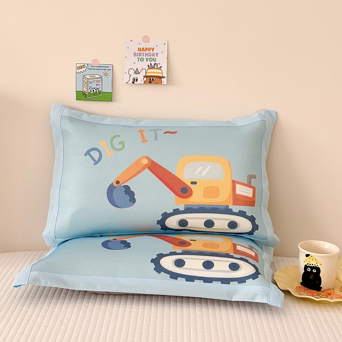 嗨生活 2026新款大版加密冰丝枕套儿童枕套幼儿园枕套单品枕套枕套单件 可爱挖掘