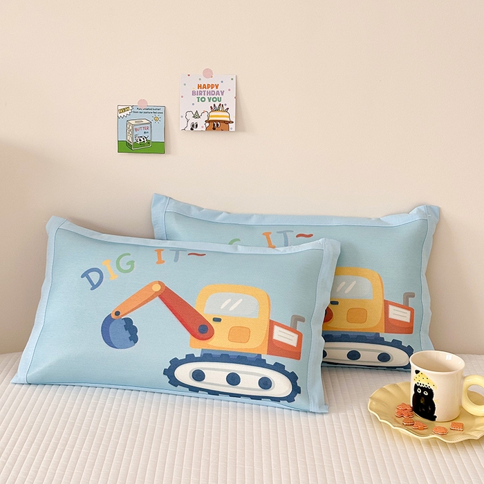 91家纺网 家纺一手货源 找家纺 嗨生活 2026新款大版加密冰丝枕套儿童枕套幼儿园枕套单品枕套枕套单件 可爱挖掘