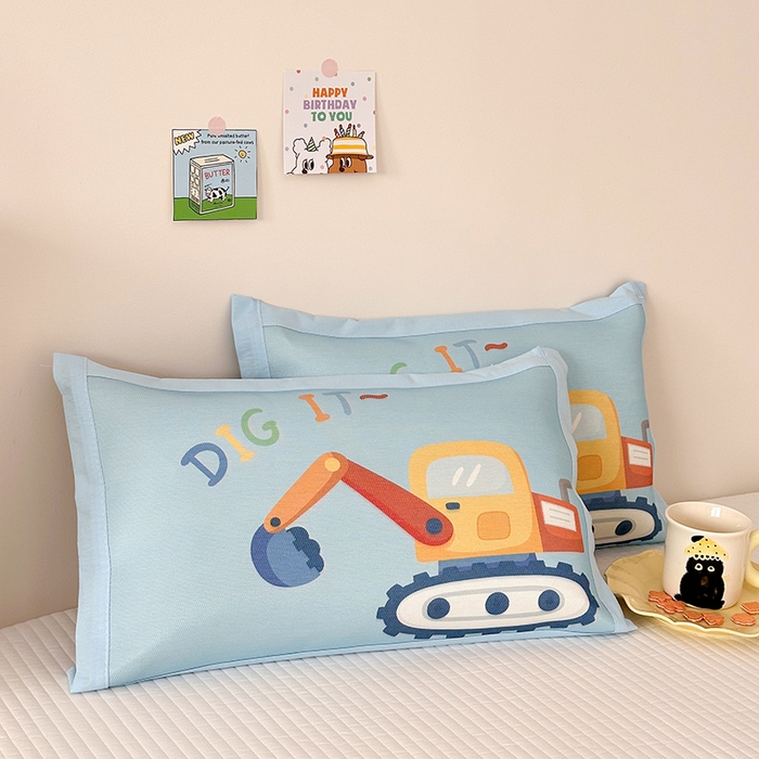 91家纺网 家纺一手货源 找家纺 嗨生活 2026新款大版加密冰丝枕套儿童枕套幼儿园枕套单品枕套枕套单件 可爱挖掘