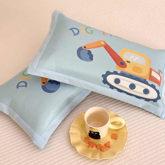 91家纺网 家纺一手货源 找家纺 嗨生活 2026新款大版加密冰丝枕套儿童枕套幼儿园枕套单品枕套枕套单件 可爱挖掘