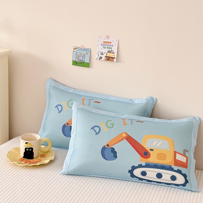 91家纺网 家纺一手货源 找家纺 嗨生活 2026新款大版加密冰丝枕套儿童枕套幼儿园枕套单品枕套枕套单件 可爱挖掘