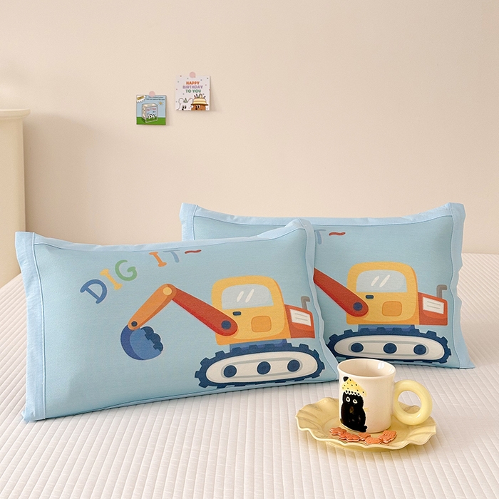 91家纺网 家纺一手货源 找家纺 嗨生活 2026新款大版加密冰丝枕套儿童枕套幼儿园枕套单品枕套枕套单件 可爱挖掘