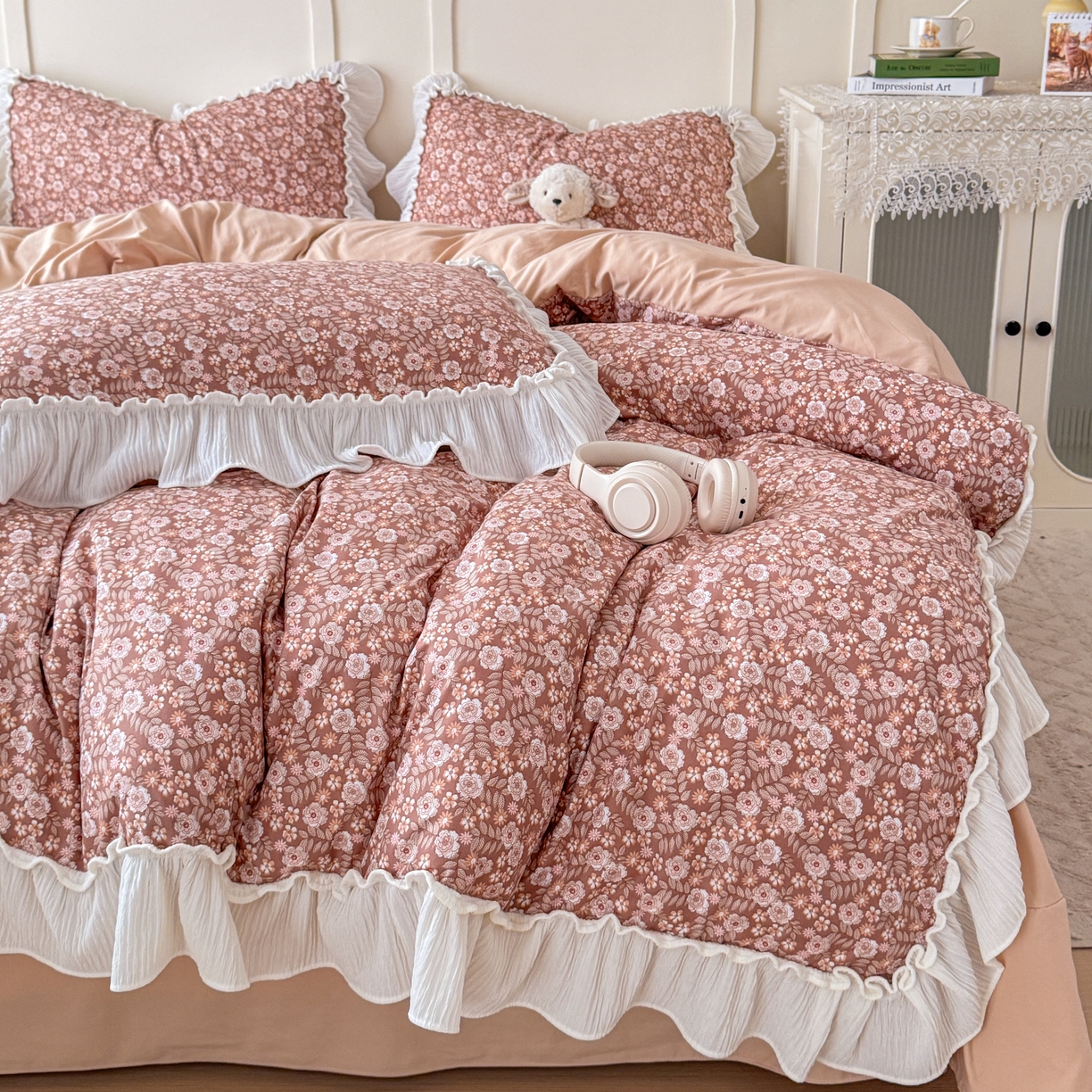 91家纺网 家纺一手货源 找家纺 橘子家 2026新款柔肤棉床单四件套 悠然