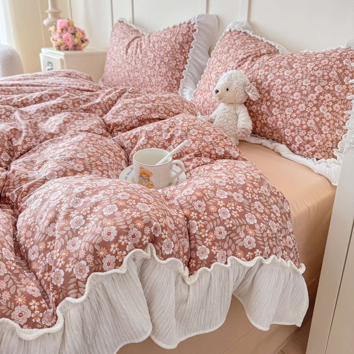 91家纺网 家纺一手货源 找家纺 橘子家 2026新款柔肤棉床单四件套 悠然