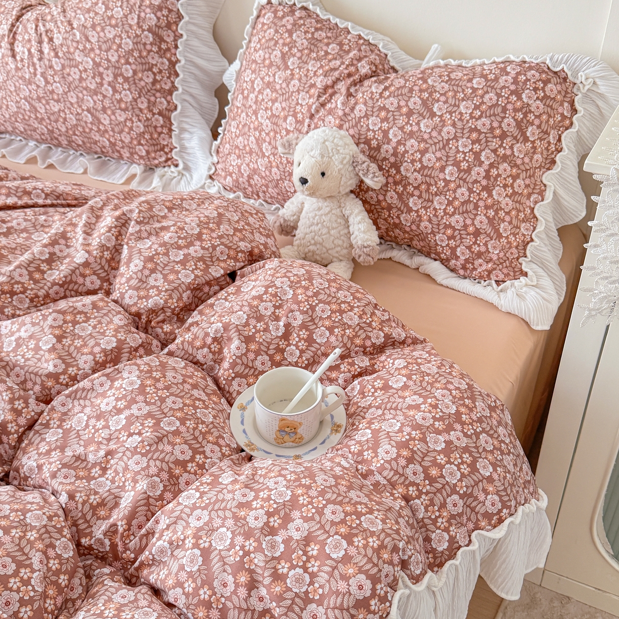 91家纺网 家纺一手货源 找家纺 橘子家 2026新款柔肤棉床单四件套 悠然