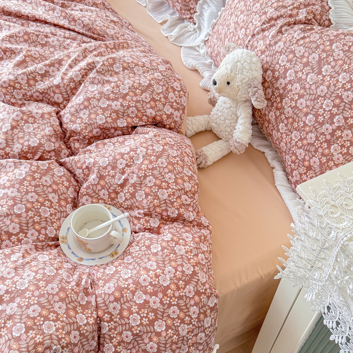 91家纺网 家纺一手货源 找家纺 橘子家 2026新款柔肤棉床单四件套 悠然