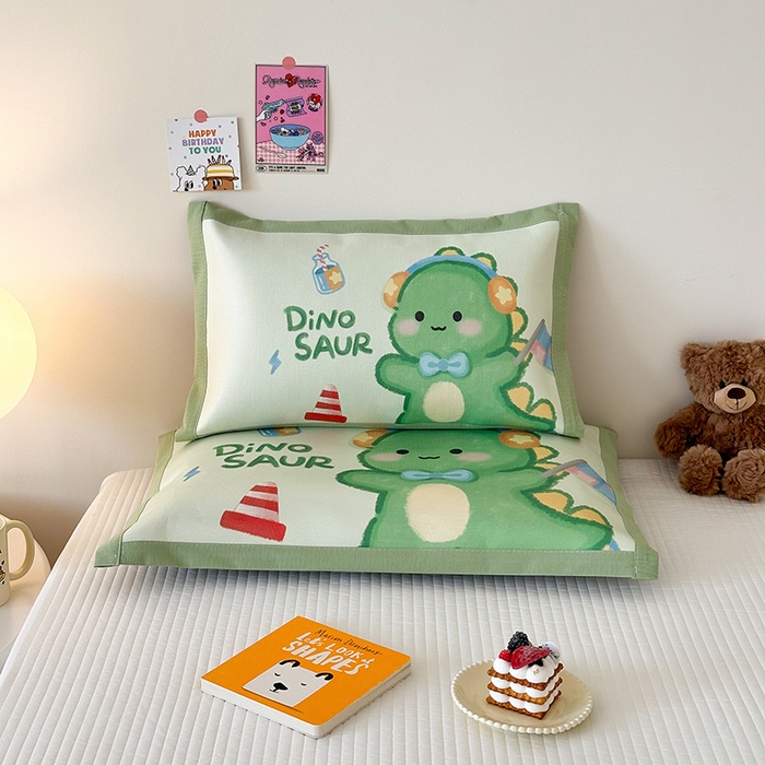 嗨生活 2026新款大版加密冰丝枕套儿童枕套幼儿园枕套单品枕套枕套单件 恐龙宝宝