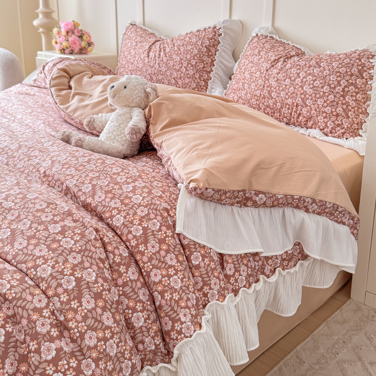 91家纺网 家纺一手货源 找家纺 橘子家 2026新款柔肤棉床单四件套 悠然