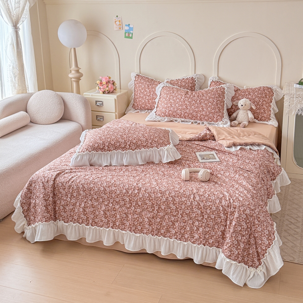 91家纺网 家纺一手货源 找家纺 橘子家 2026新款柔肤棉床单四件套 悠然