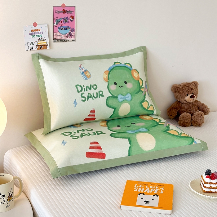 91家纺网 家纺一手货源 找家纺 嗨生活 2026新款大版加密冰丝枕套儿童枕套幼儿园枕套单品枕套枕套单件 恐龙宝宝