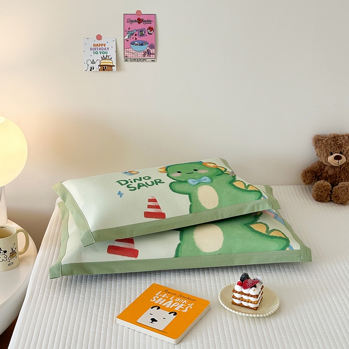 91家纺网 家纺一手货源 找家纺 嗨生活 2026新款大版加密冰丝枕套儿童枕套幼儿园枕套单品枕套枕套单件 恐龙宝宝