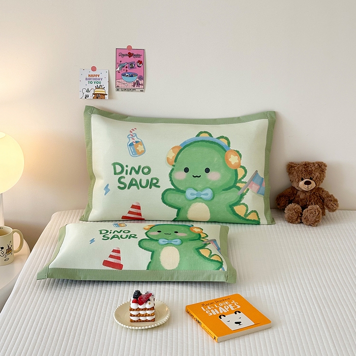 91家纺网 家纺一手货源 找家纺 嗨生活 2026新款大版加密冰丝枕套儿童枕套幼儿园枕套单品枕套枕套单件 恐龙宝宝