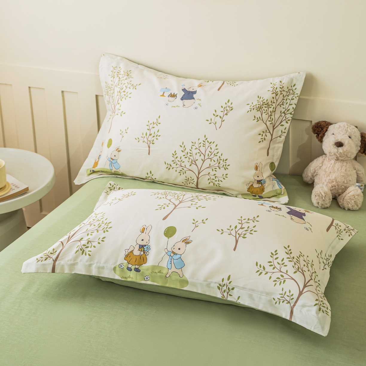 91家纺网 家纺一手货源 找家纺 梦纤绒 2026新款全棉纯棉印花四件套 森林兔