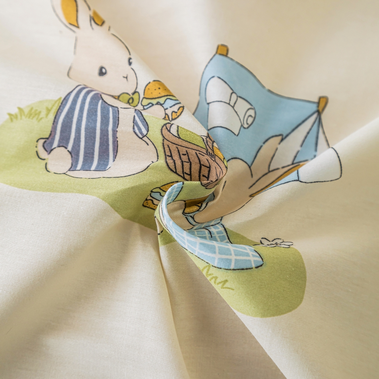 91家纺网 家纺一手货源 找家纺 梦纤绒 2026新款全棉纯棉印花四件套 森林兔